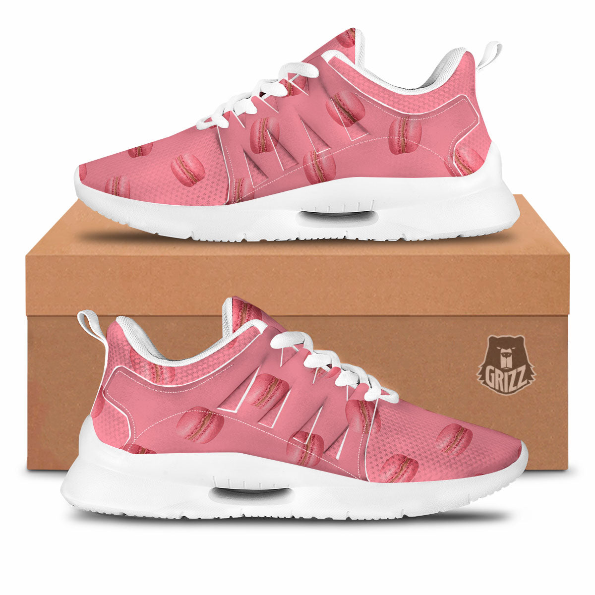 Macarons Pink Print Pattern Tennis Shoes-grizzshop