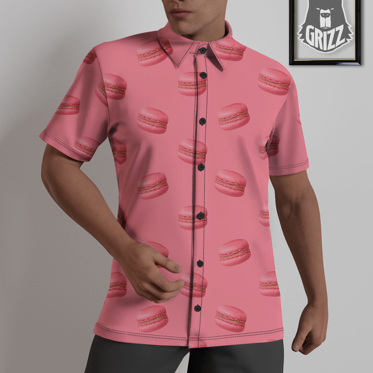 Macarons Pink Print Pattern Untucked Shirts-grizzshop
