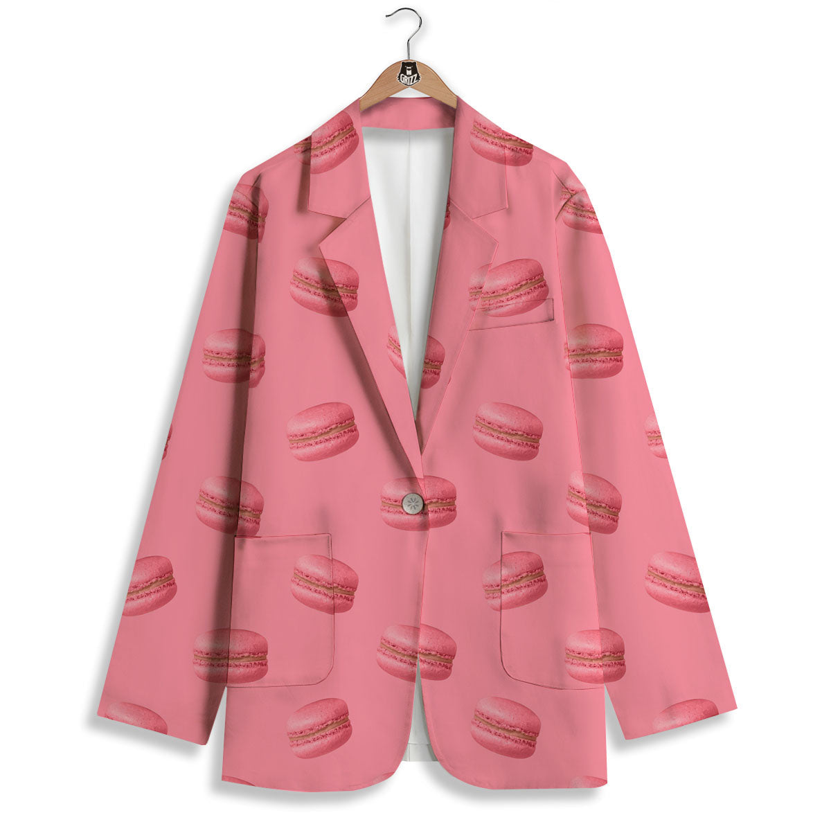 Macarons Pink Print Pattern Women's Blazer-grizzshop