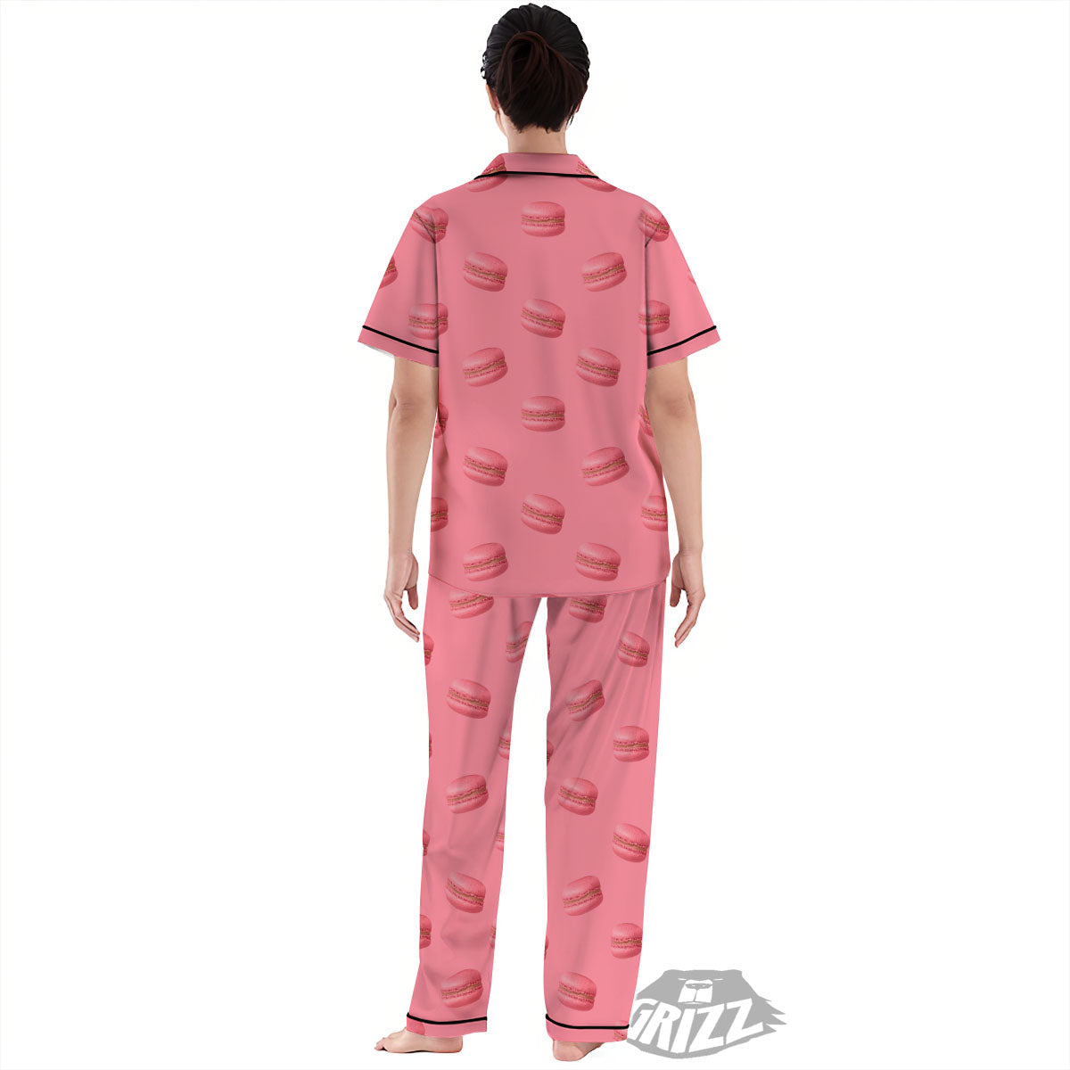 Macarons Pink Print Pattern Women's Pajamas Set-grizzshop