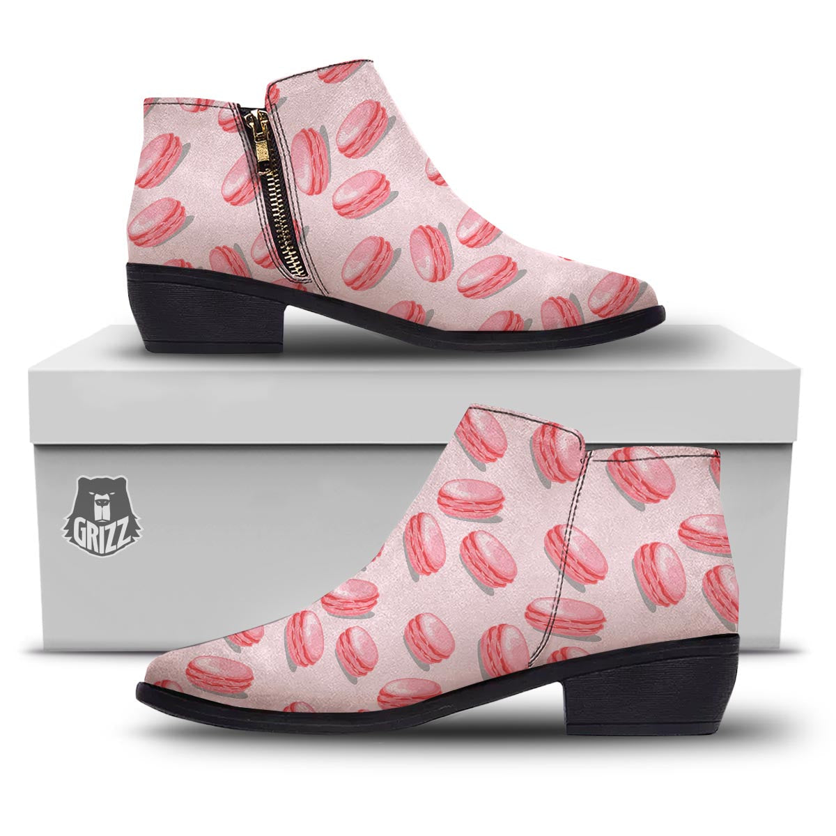 Macarons Sweet Print Pattern Ankle Boots-grizzshop