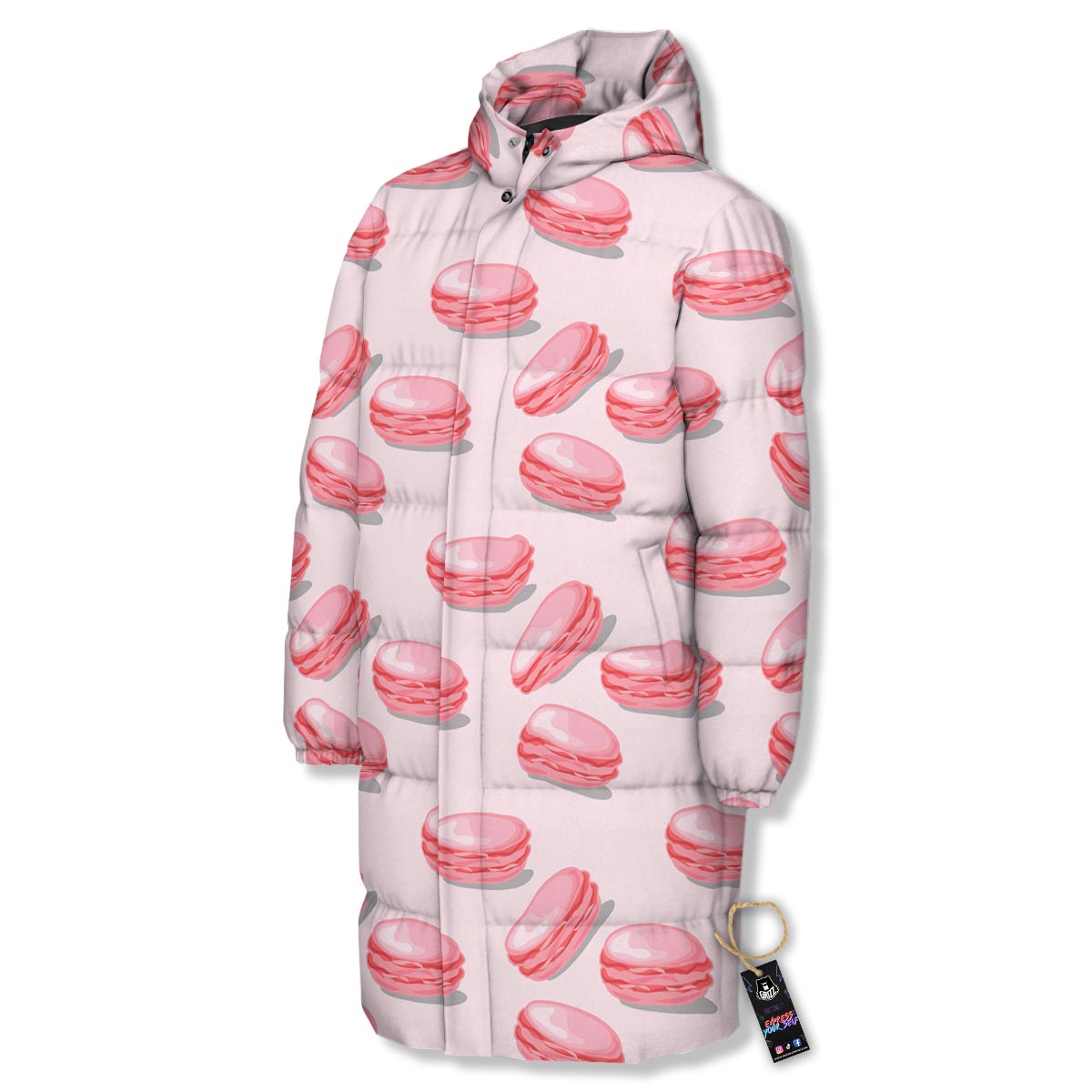 Macarons Sweet Print Pattern Long Down Jacket-grizzshop
