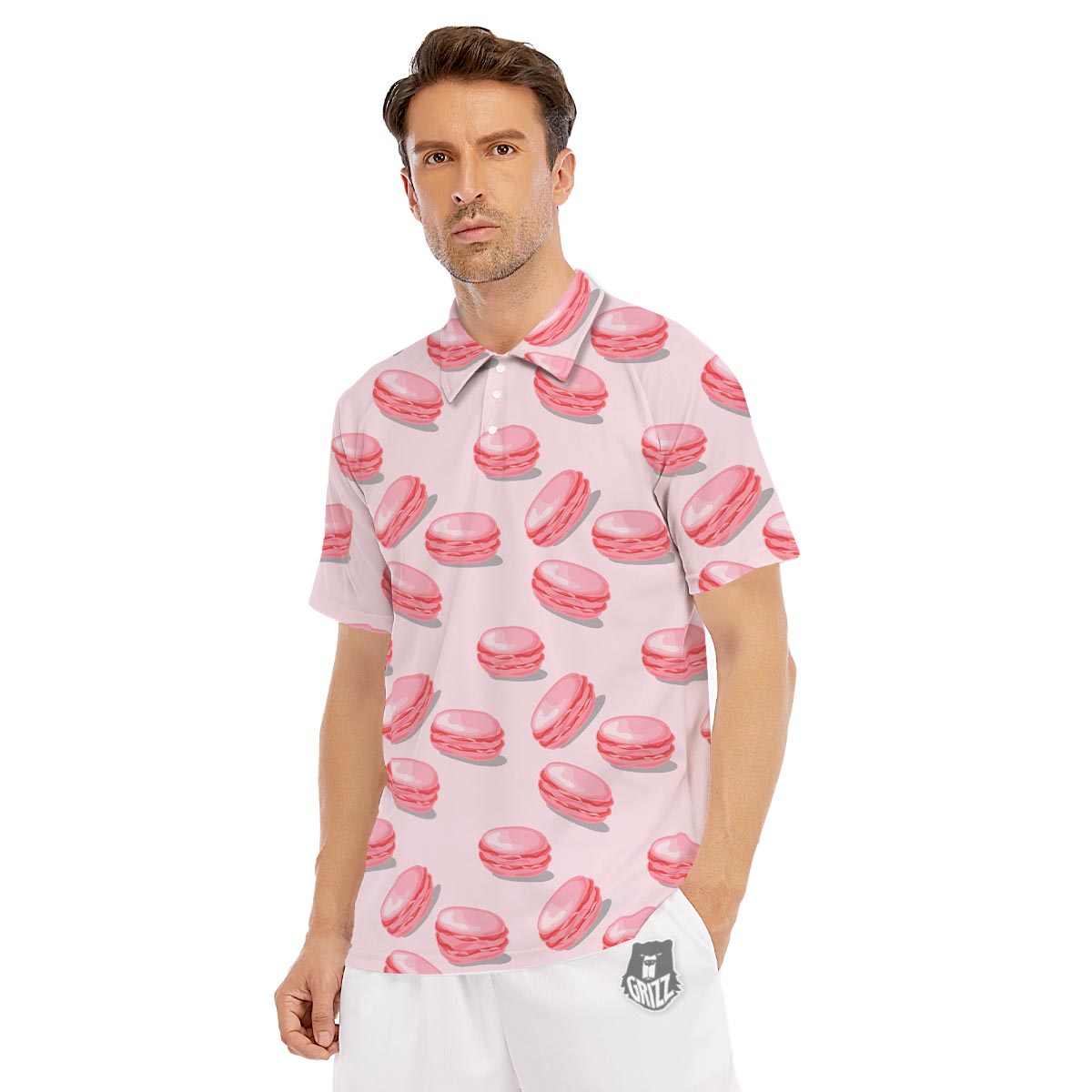 Macarons Sweet Print Pattern Men's Golf Shirts-grizzshop