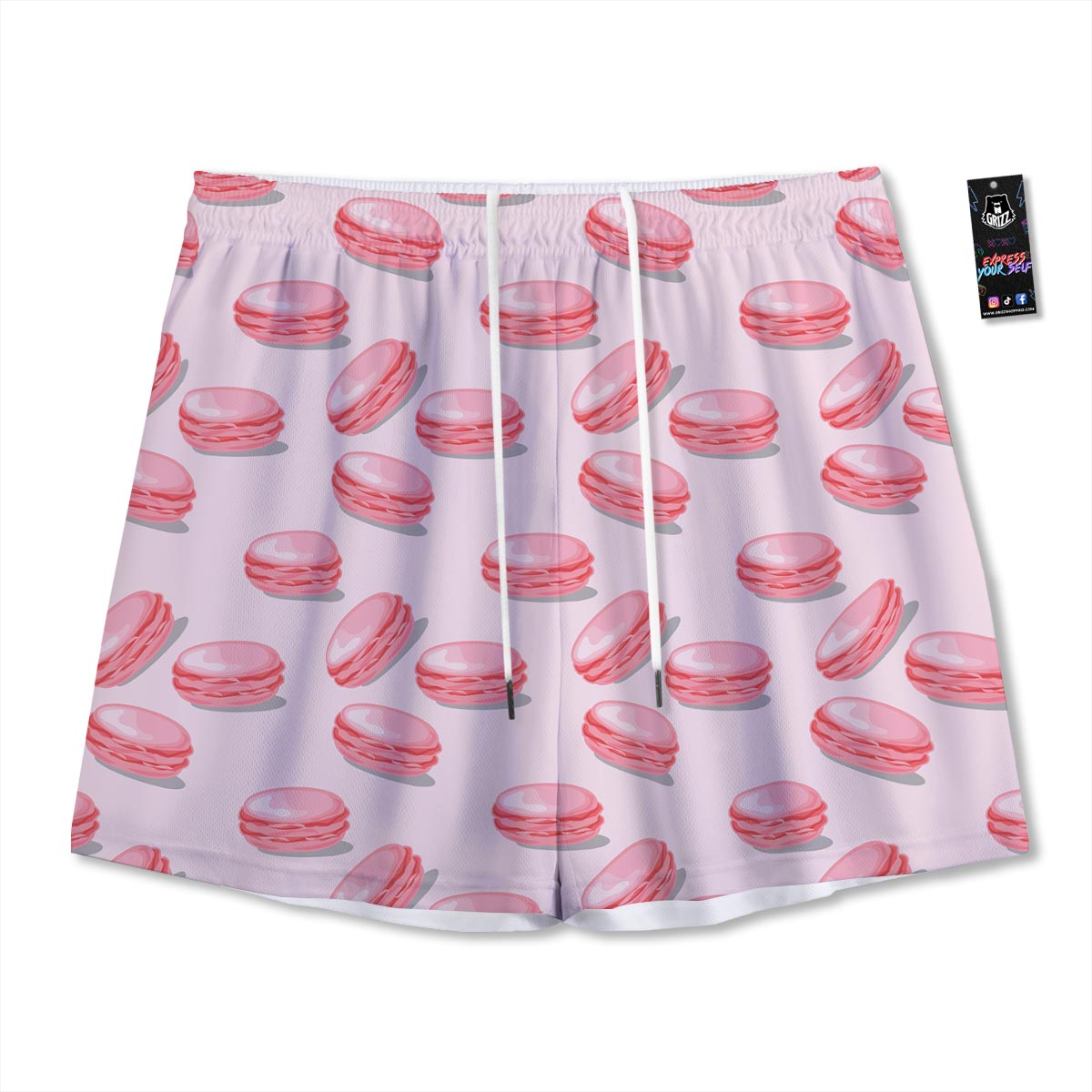 Macarons Sweet Print Pattern Mesh Shorts