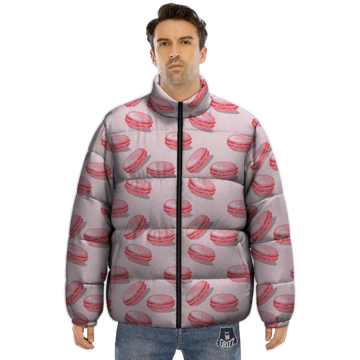 Macarons Sweet Print Pattern Puffer Jacket-grizzshop