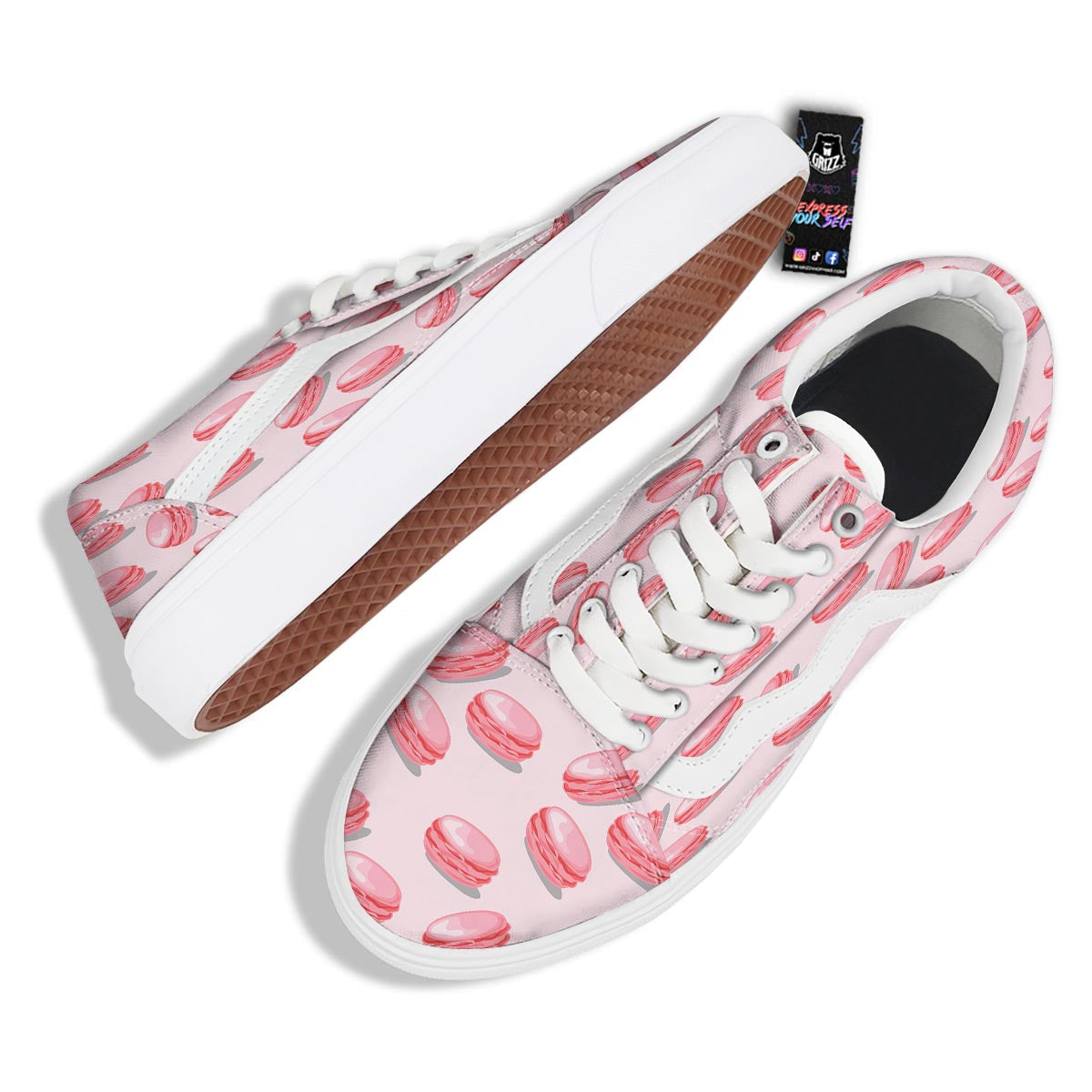 Macarons Sweet Print Pattern Skate Shoes-grizzshop