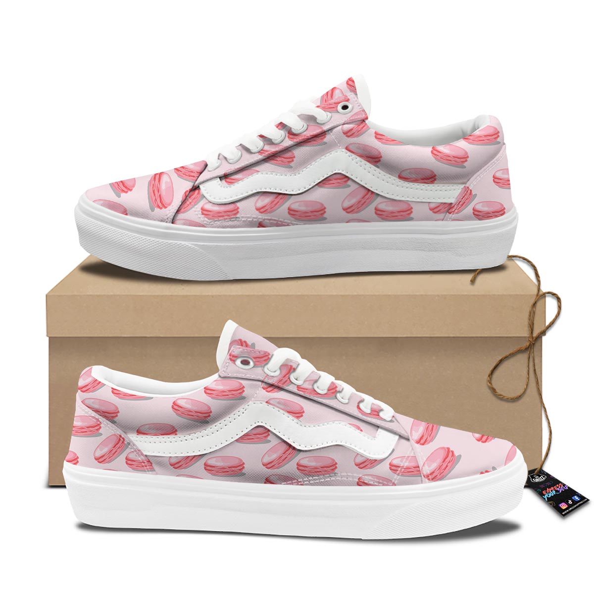 Macarons Sweet Print Pattern Skate Shoes-grizzshop