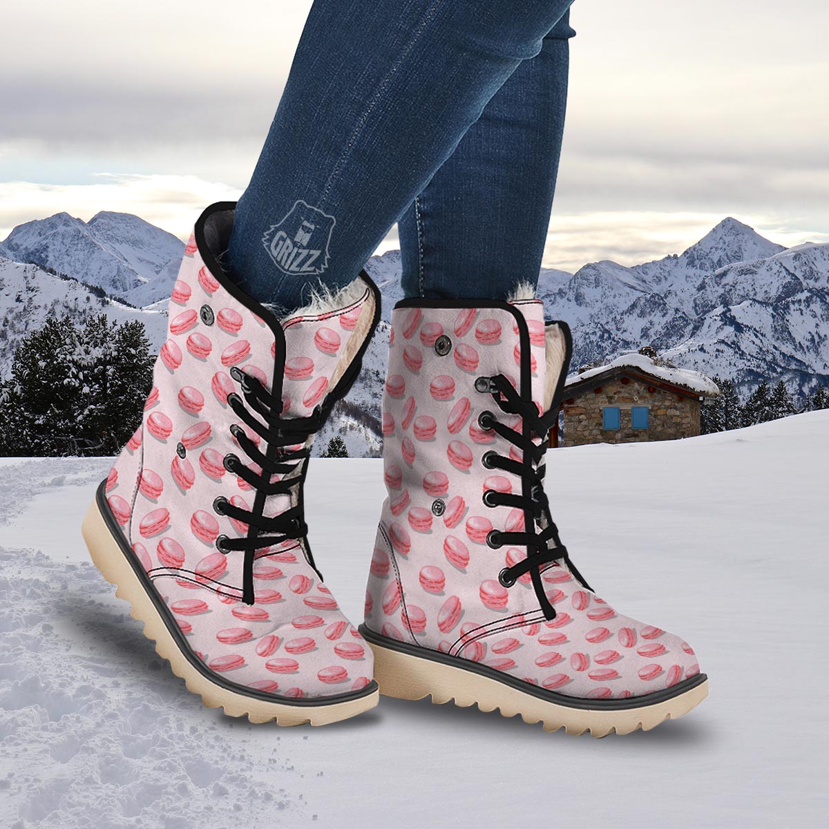 Macarons Sweet Print Pattern Snow Boots-grizzshop
