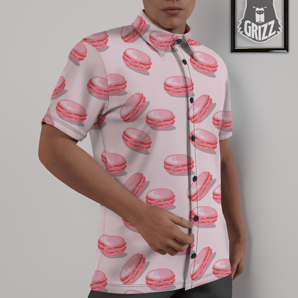 Macarons Sweet Print Pattern Untucked Shirts-grizzshop