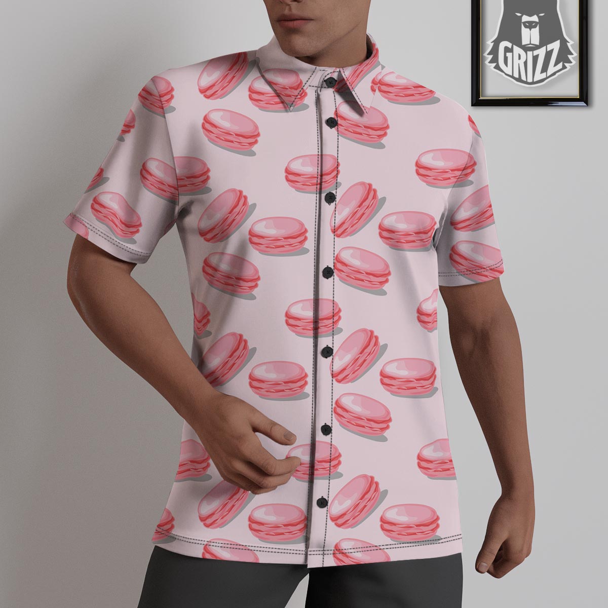 Macarons Sweet Print Pattern Untucked Shirts-grizzshop