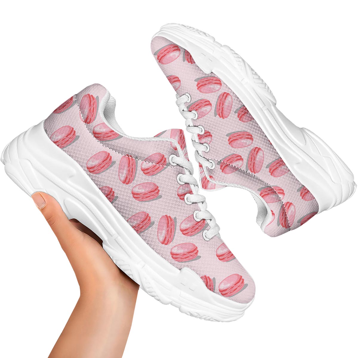 Macarons Sweet Print Pattern White Chunky Shoes-grizzshop