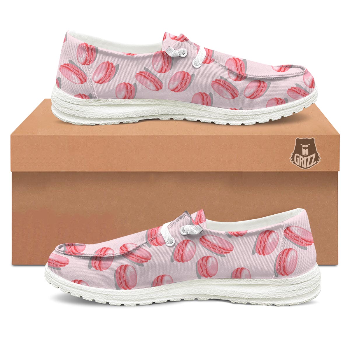 Macarons Sweet Print Pattern White Loafers-grizzshop
