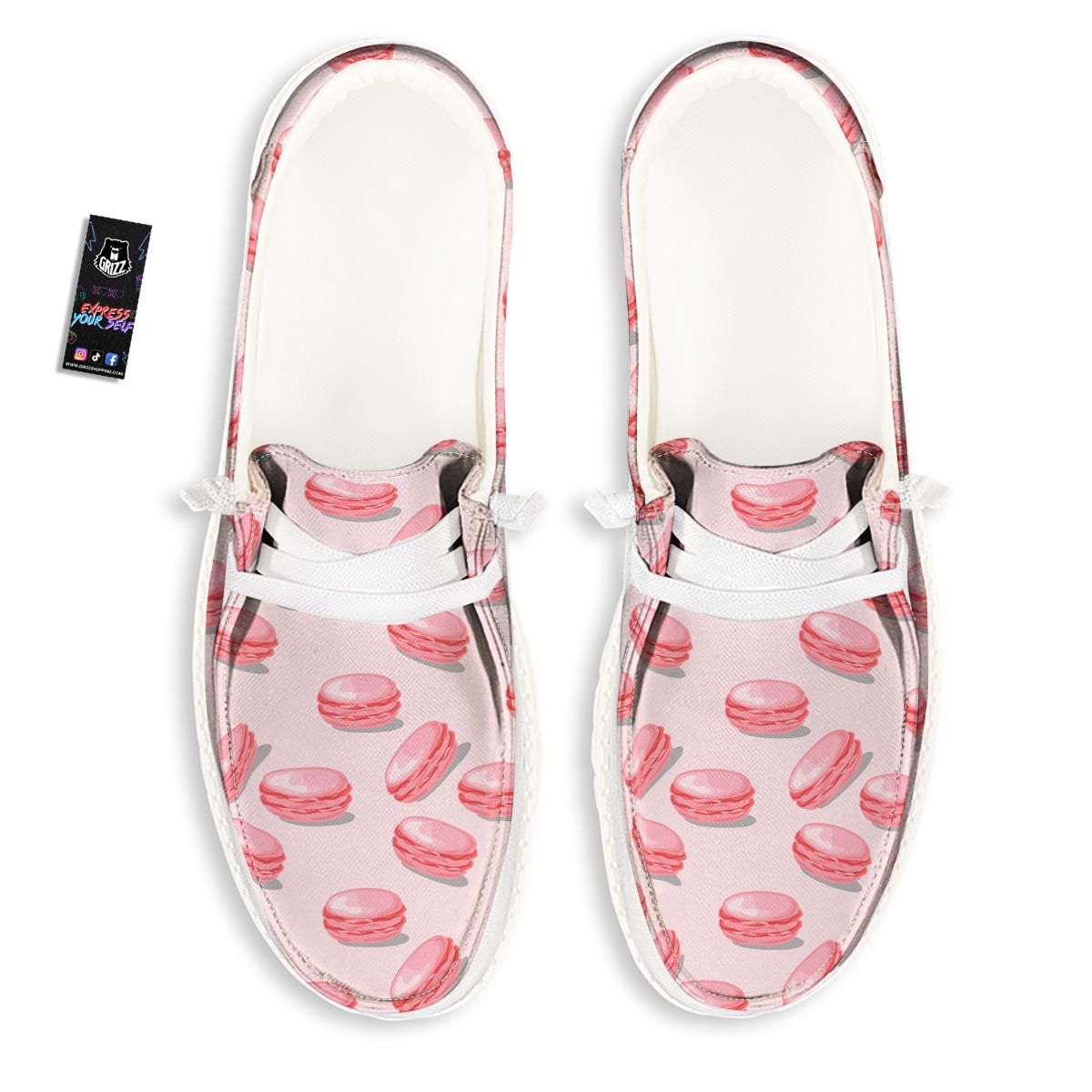 Macarons Sweet Print Pattern White Loafers-grizzshop