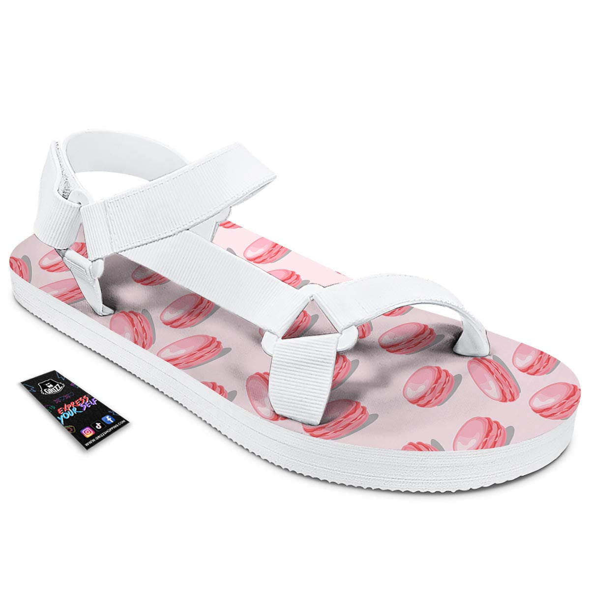 Macarons Sweet Print Pattern White Open Toe Sandals-grizzshop
