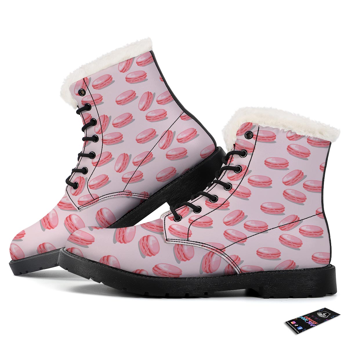 Macarons Sweet Print Pattern Winter Boots-grizzshop
