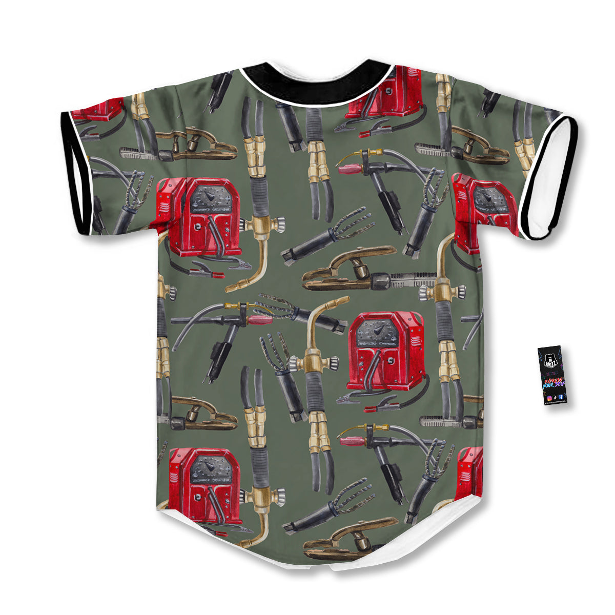 Machine Welding Print Pattern Baseball Jersey-grizzshop