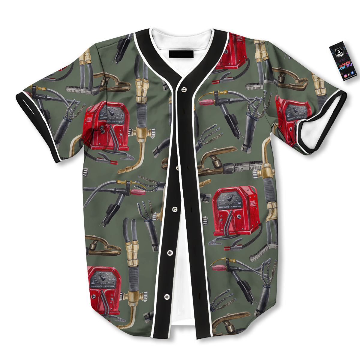 Machine Welding Print Pattern Baseball Jersey-grizzshop