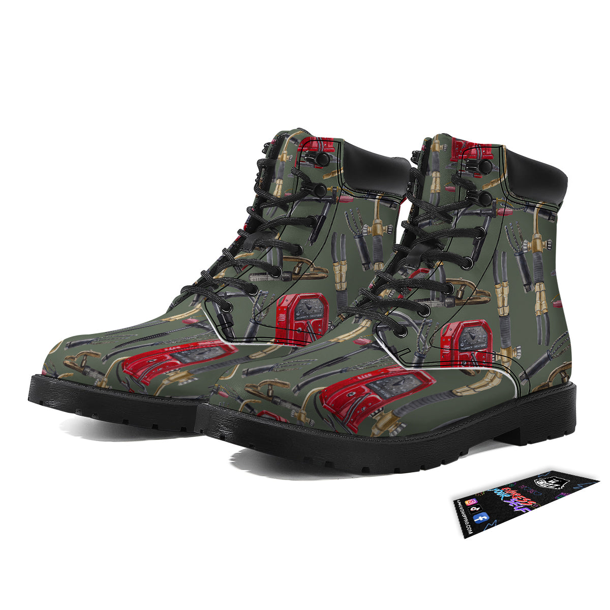 Machine Welding Print Pattern Boots-grizzshop