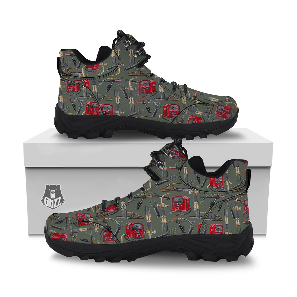 Machine Welding Print Pattern Hiking Shoes-grizzshop