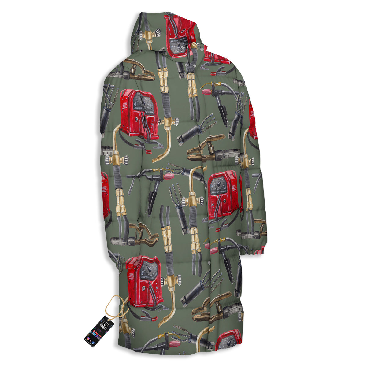 Machine Welding Print Pattern Long Down Jacket-grizzshop