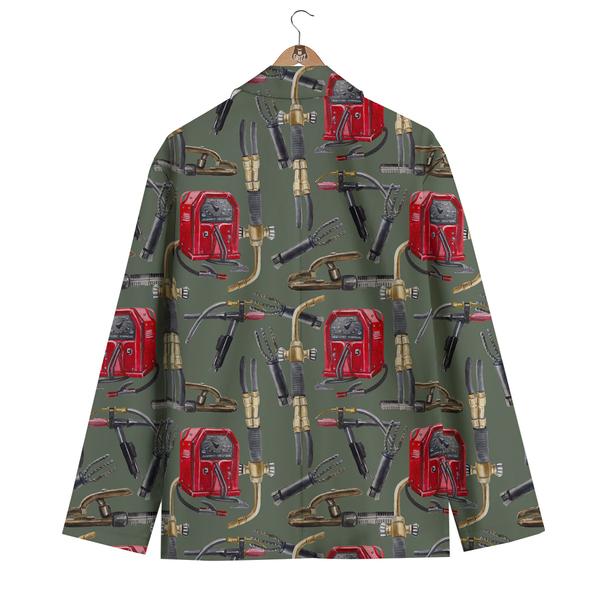 Machine Welding Print Pattern Men's Blazer-grizzshop