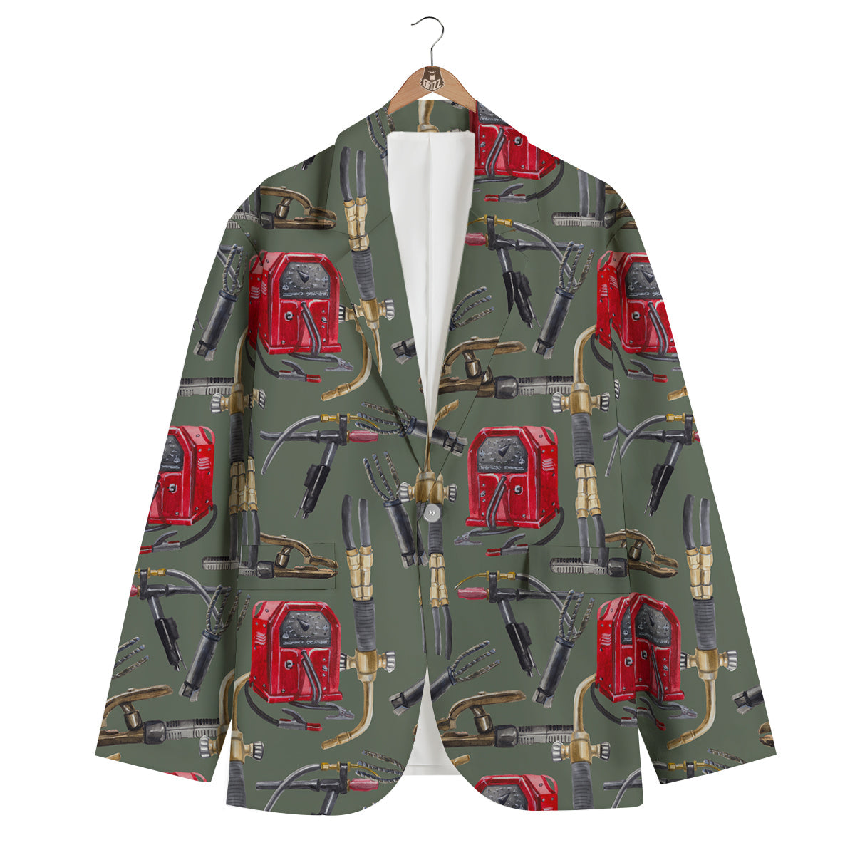 Machine Welding Print Pattern Men's Blazer-grizzshop
