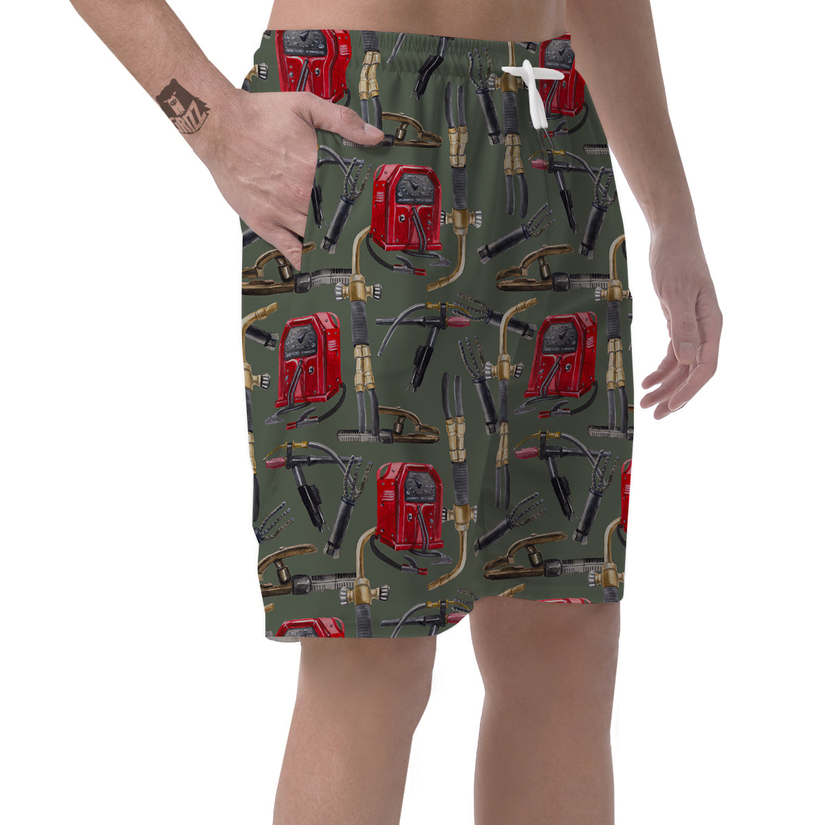 Machine Welding Print Pattern Men's Shorts-grizzshop