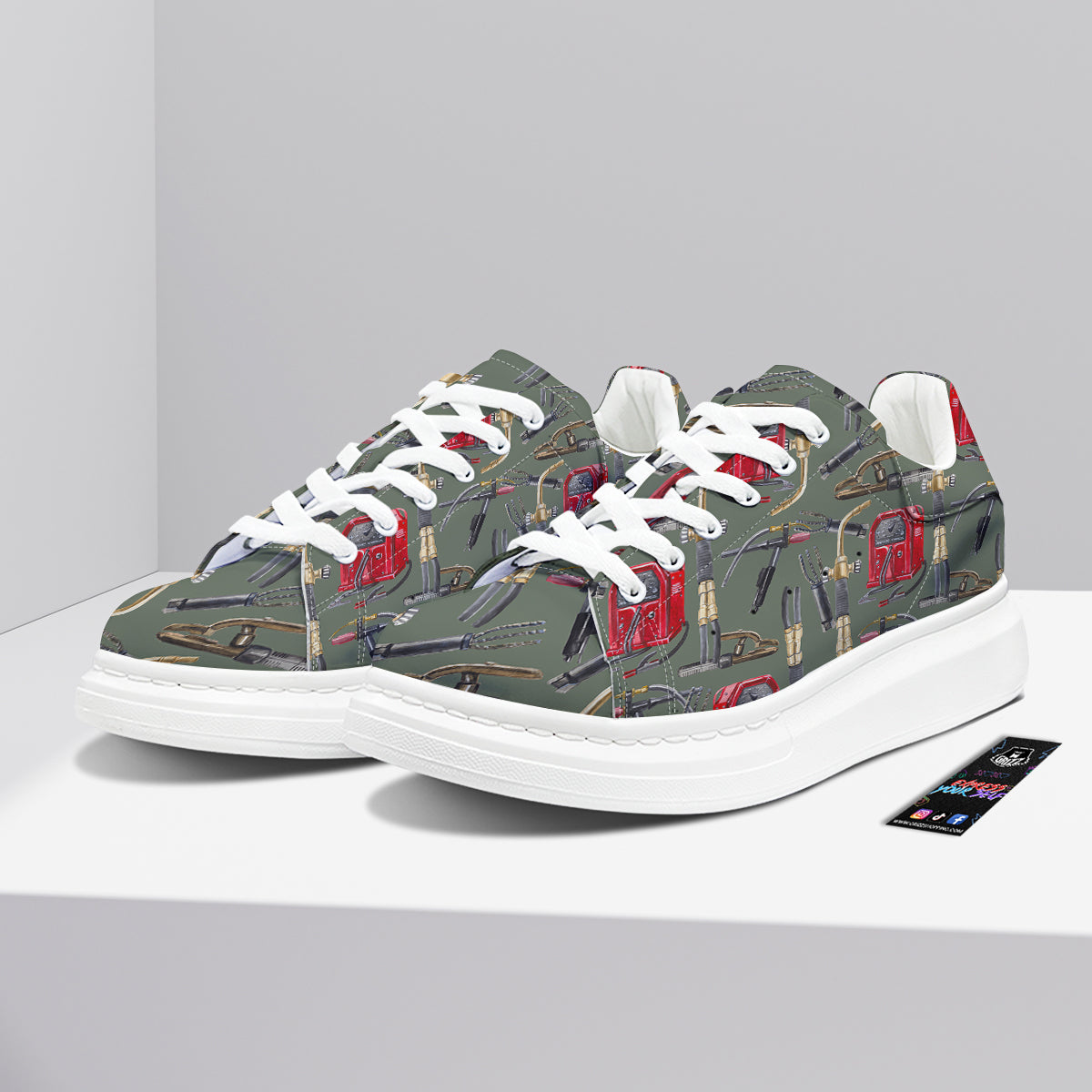 Machine Welding Print Pattern Platform Shoes-grizzshop