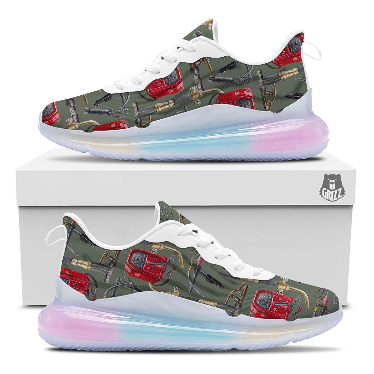 Machine Welding Print Pattern Running Sneakers-grizzshop