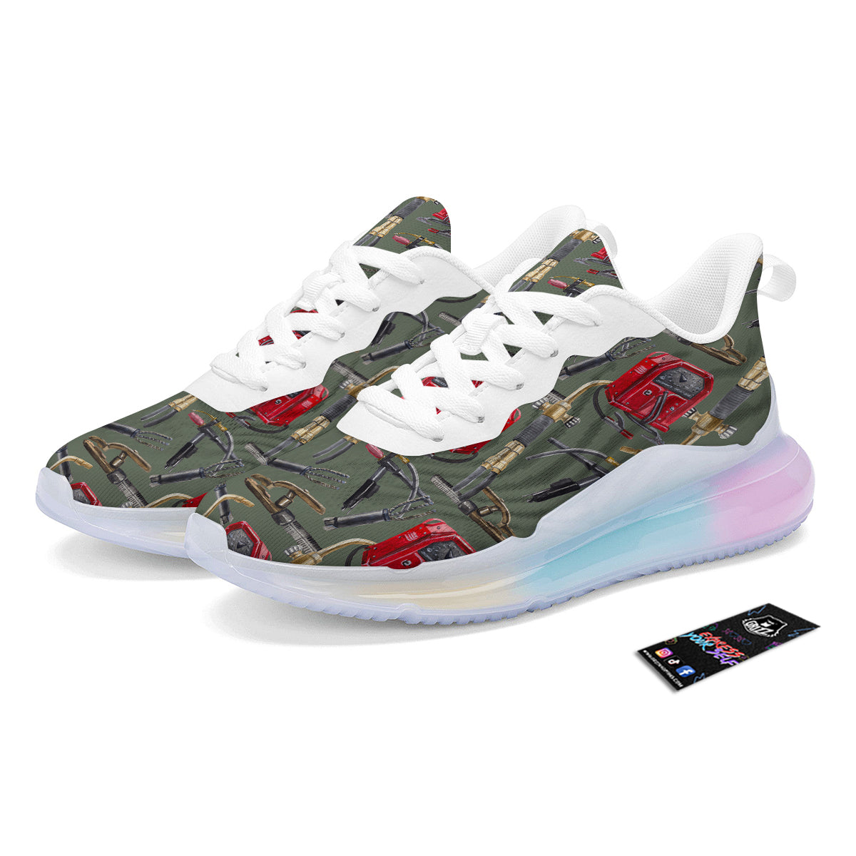 Machine Welding Print Pattern Running Sneakers-grizzshop