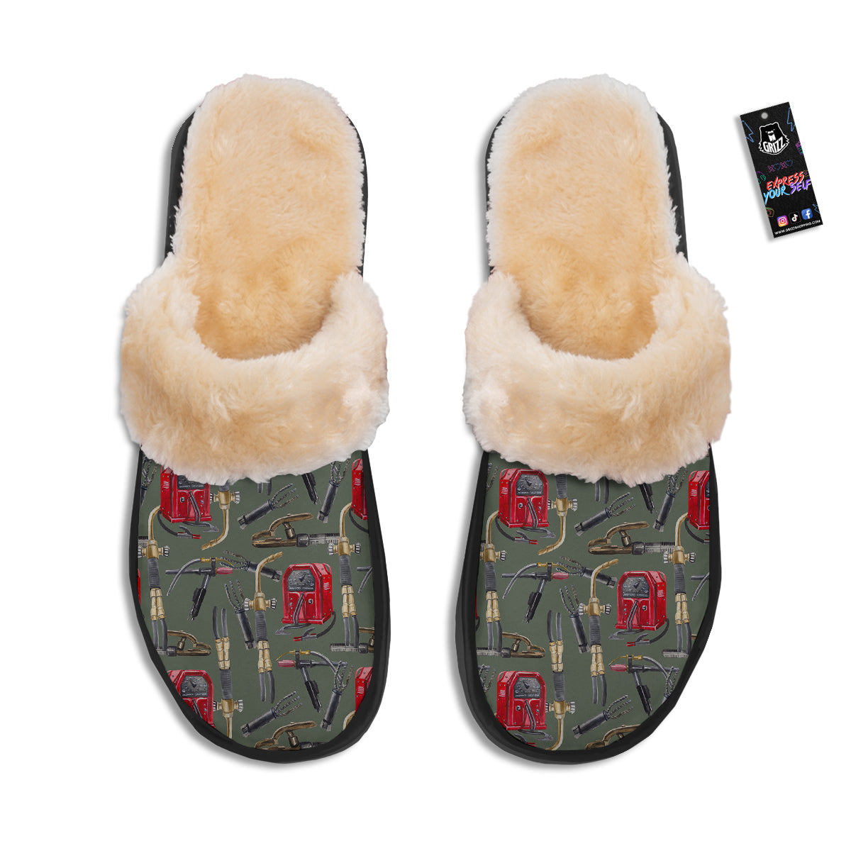 Machine Welding Print Pattern Slippers-grizzshop