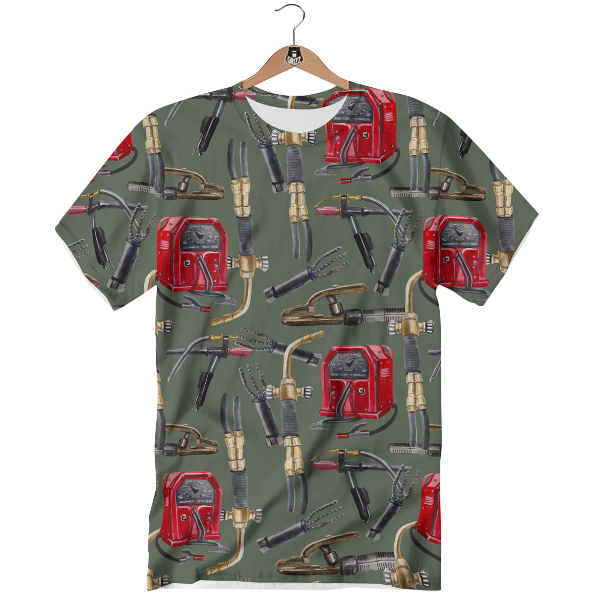 Machine Welding Print Pattern T-Shirt-grizzshop