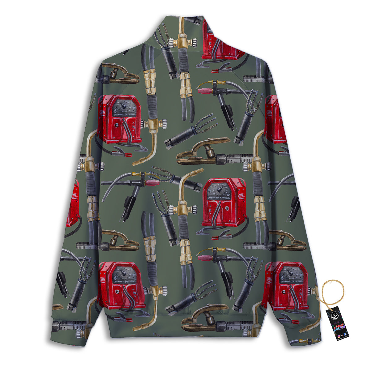 Machine Welding Print Pattern Track Jacket-grizzshop
