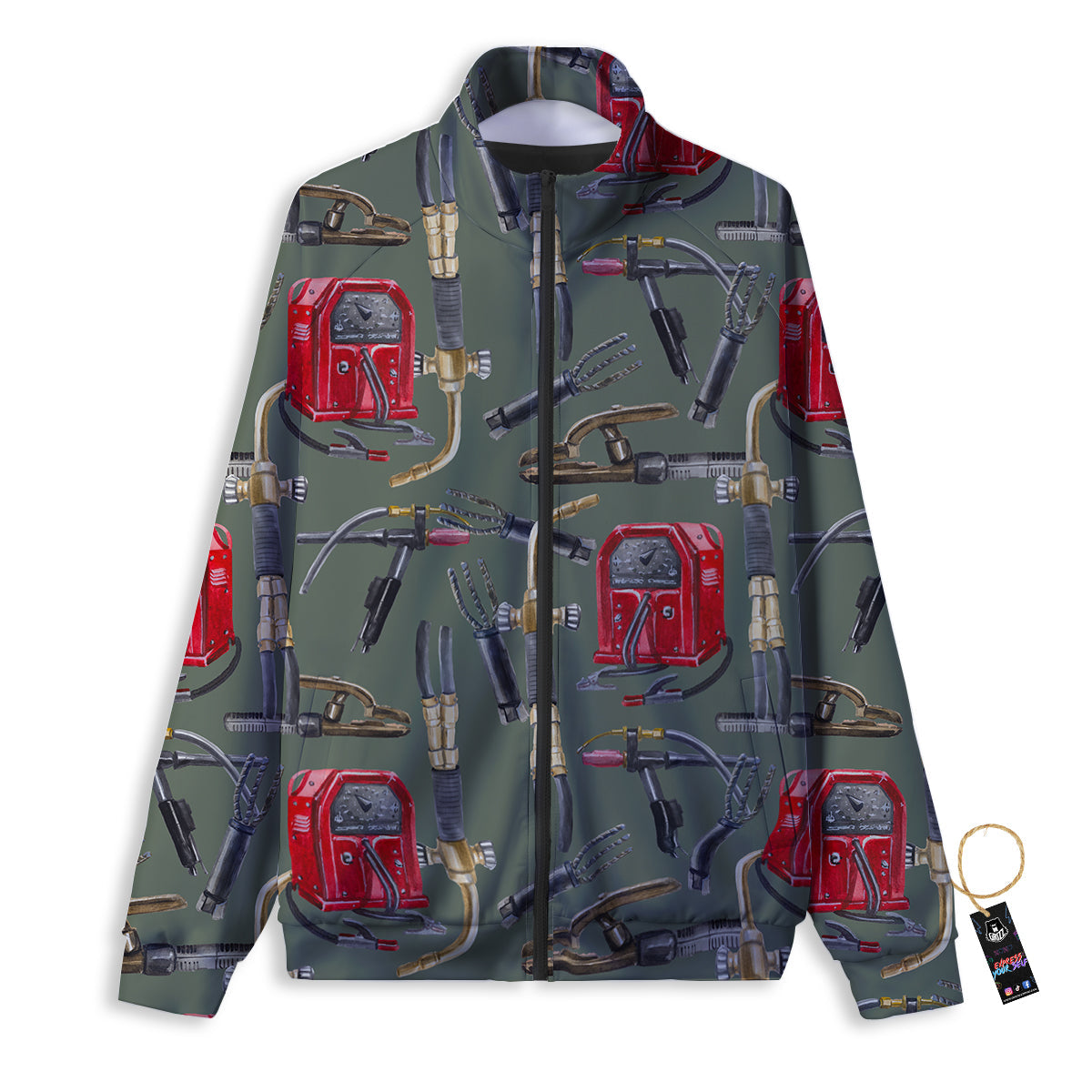 Machine Welding Print Pattern Track Jacket-grizzshop