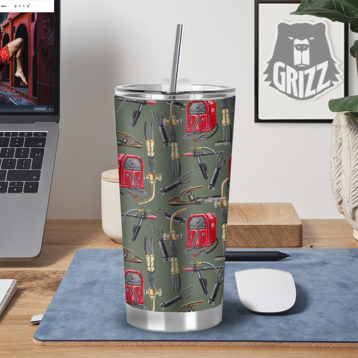 Machine Welding Print Pattern Tumbler-grizzshop