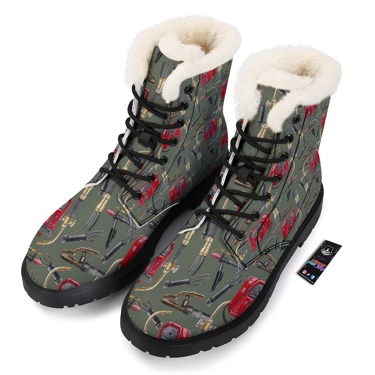 Machine Welding Print Pattern Winter Boots-grizzshop
