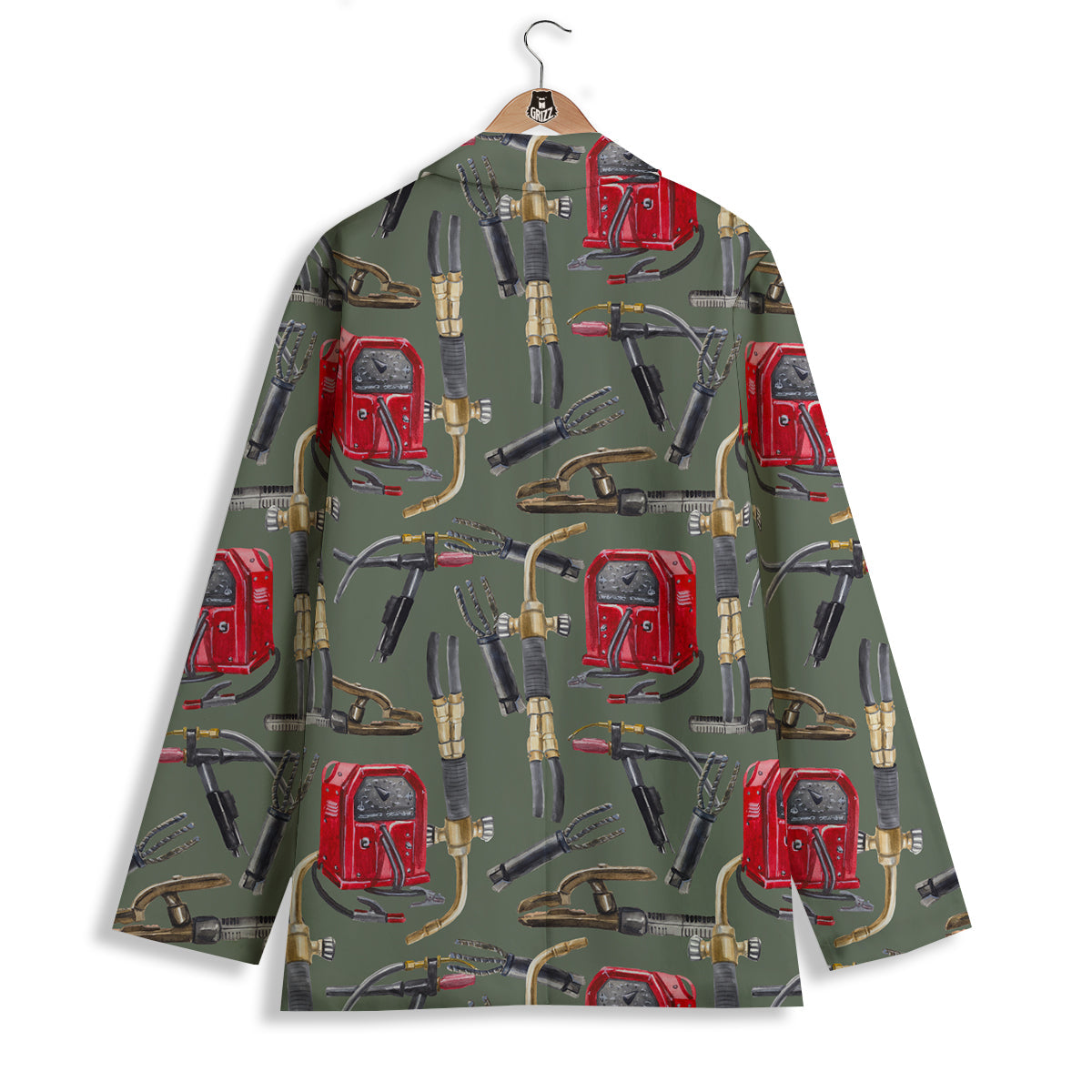 Machine Welding Print Pattern Women's Blazer-grizzshop