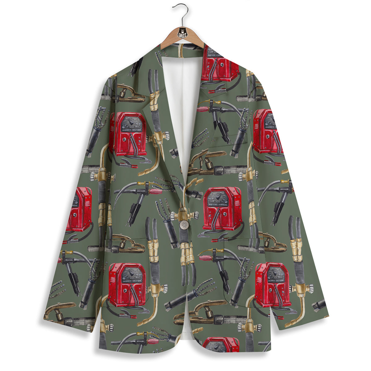 Machine Welding Print Pattern Women's Blazer-grizzshop