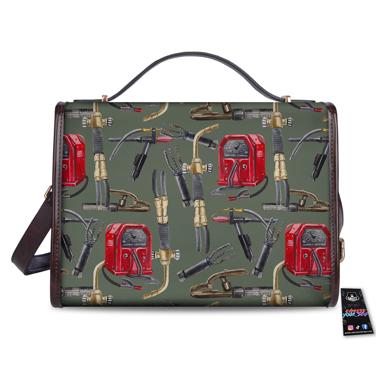 Machine Welding Print Pattern Women's Satchel Bag-grizzshop