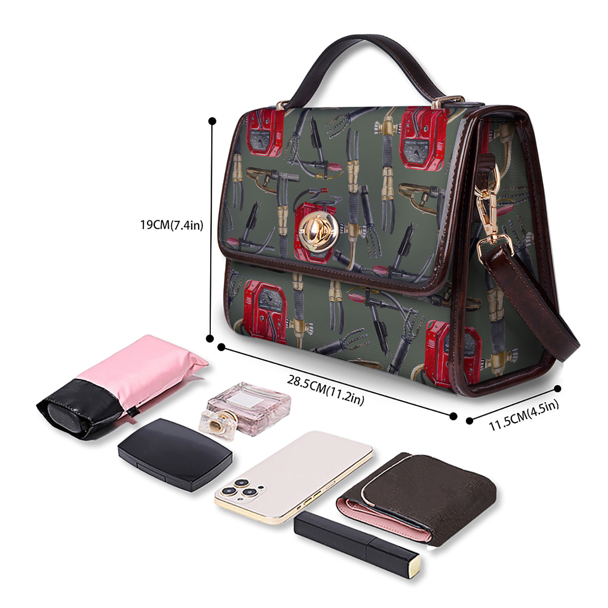 Machine Welding Print Pattern Women's Satchel Bag-grizzshop