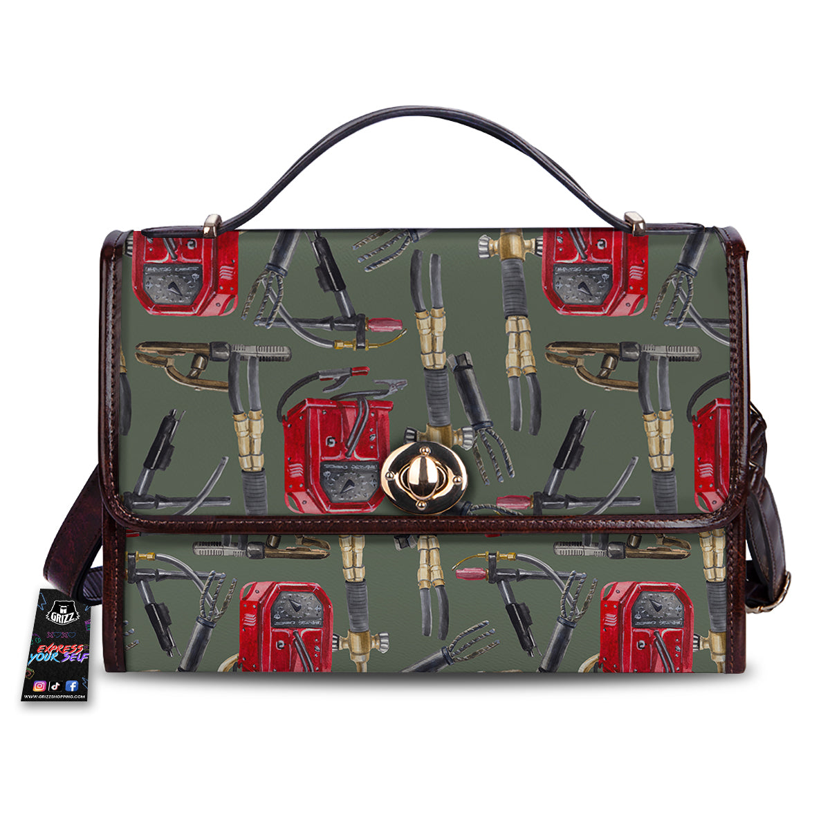 Machine Welding Print Pattern Women's Satchel Bag-grizzshop