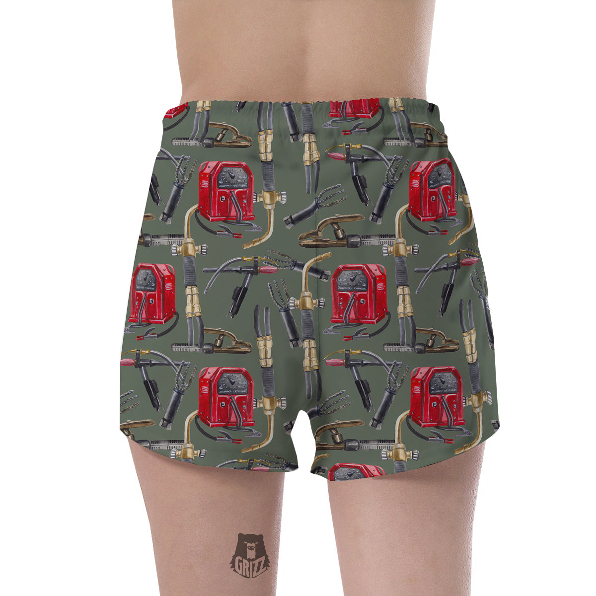 Machine Welding Print Pattern Women's Shorts-grizzshop