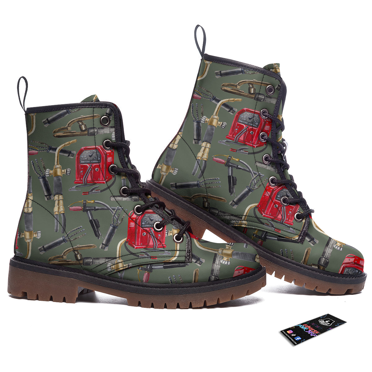 Machine Welding Print Pattern Work Boots-grizzshop