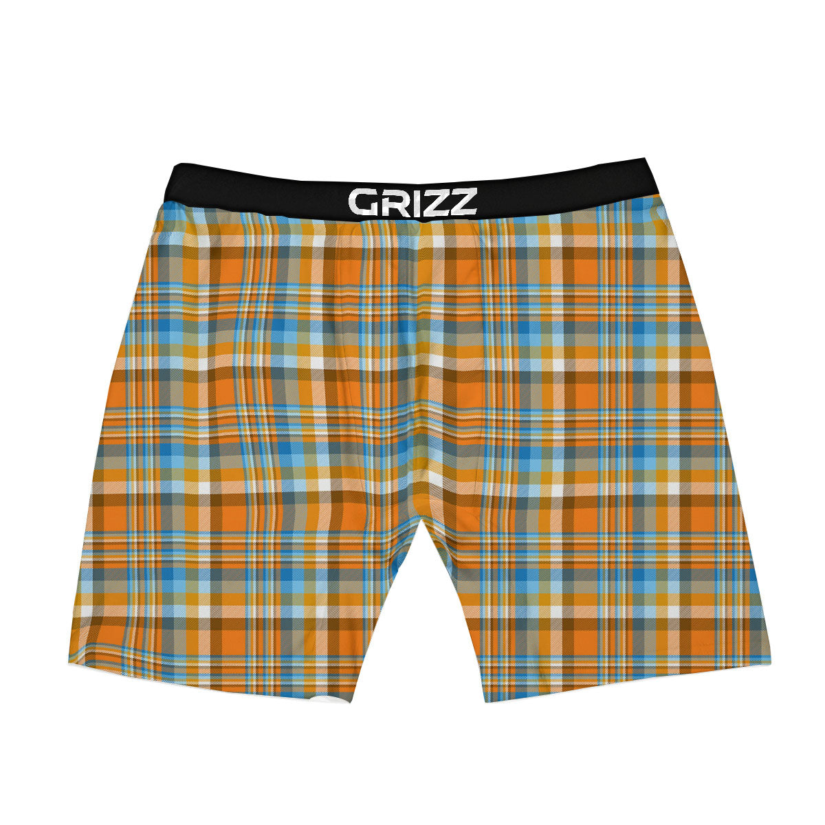 Madras Blue And Orange Print Pattern Boxer Briefs-grizzshop