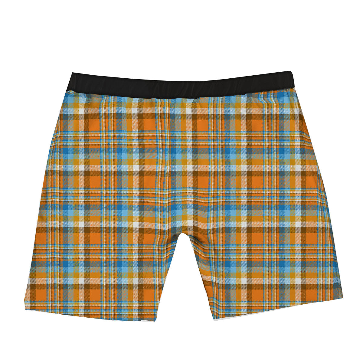 Madras Blue And Orange Print Pattern Boxer Briefs-grizzshop