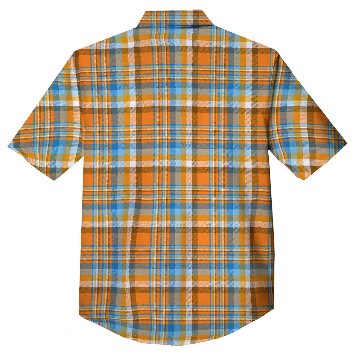 Madras Blue And Orange Print Pattern Button Up Shirt-grizzshop
