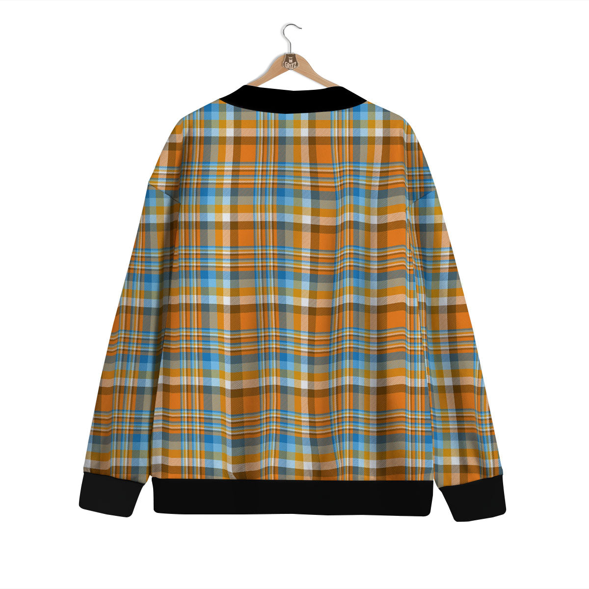 Madras Blue And Orange Print Pattern Cardigan-grizzshop