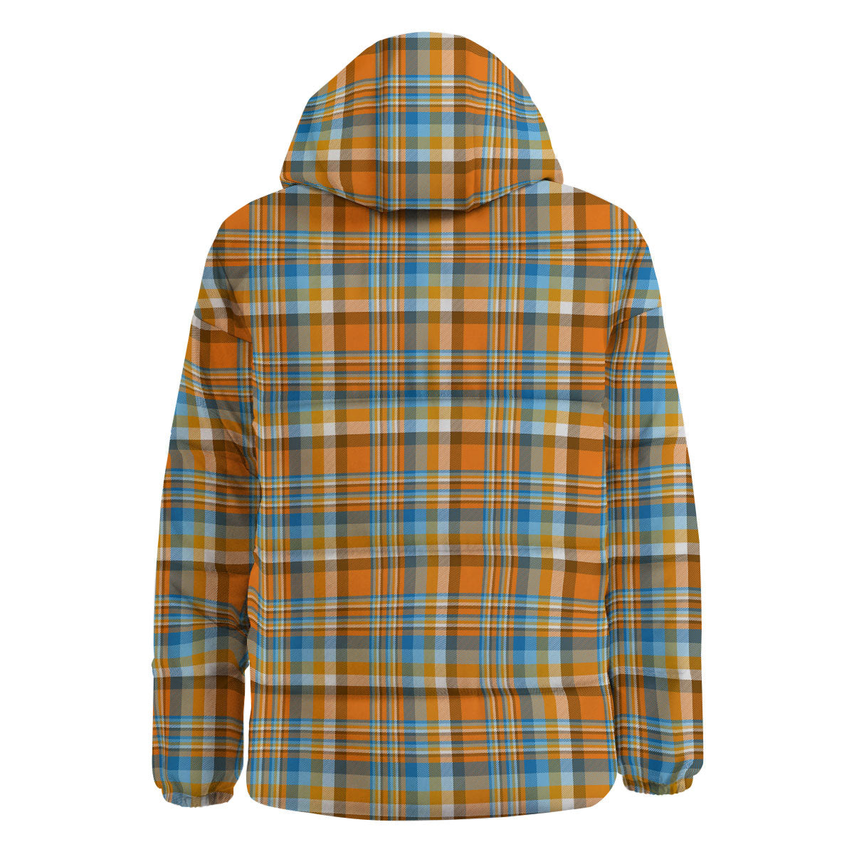 Madras Blue And Orange Print Pattern Down Jacket-grizzshop