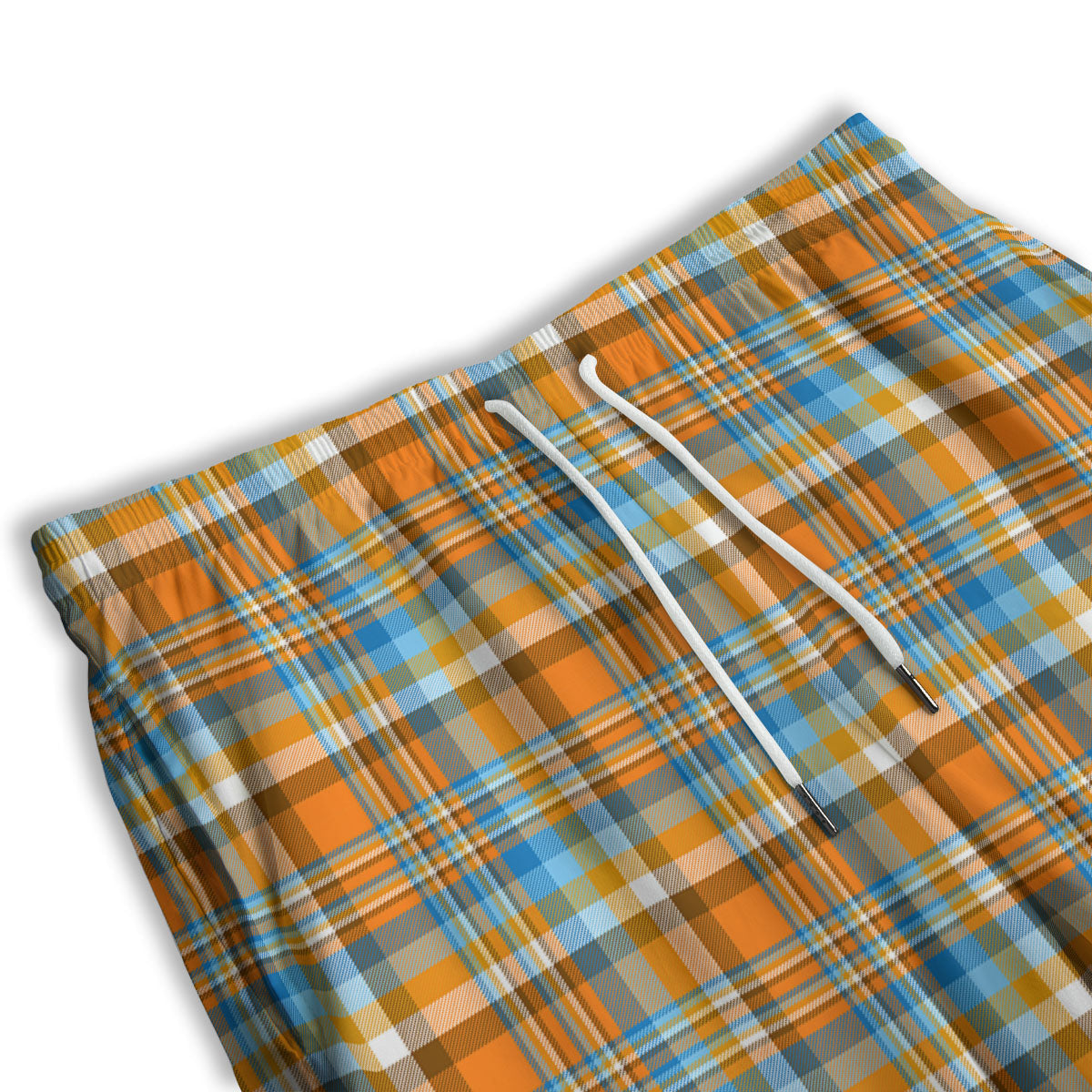 Madras Blue And Orange Print Pattern Men's Athletic Shorts