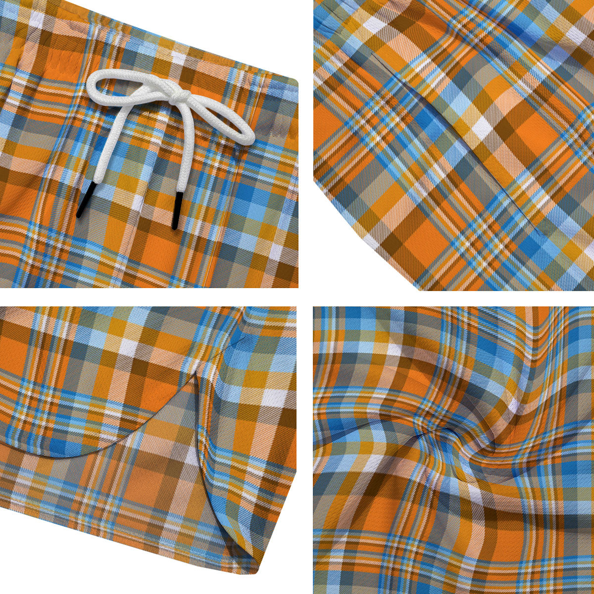 Madras Blue And Orange Print Pattern Men's Running Shorts-grizzshop